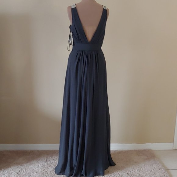 Faviana Glamour S7165 Dark Gray Dress BRAND NEW - Picture 4 of 6